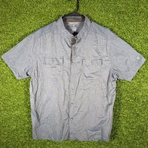 KUHL Mens XL Short Sleeve Button Up Shirt Blue Casual Work Utility‎